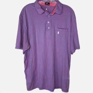 Johnnie-O Cotton Striped Golf Shirt Polo - PINK & BLUE